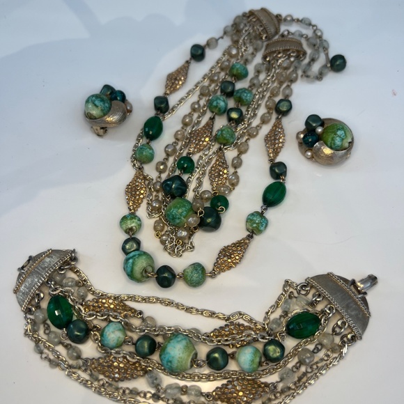 Vintage Signed ART Parure Set Necklace Bracelet Earrings - Picture 15 of 16